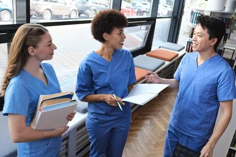 Enthusiastic medical intern explaining a complex diagnostic hypothesis to fel Stock Photos