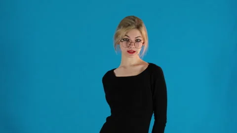 Enthusiastic model sways slightly in different directions Stock Footage 306480699