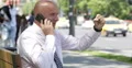 Enthusiastic Sales Agent Image Happy Winner Cell Talk Excited Banking Results 4k or 4k+ Resolution