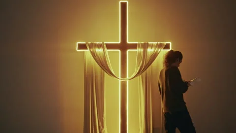 Enthusiastic Scripture Reading and Prayer in Church Stock-Footage 327206952