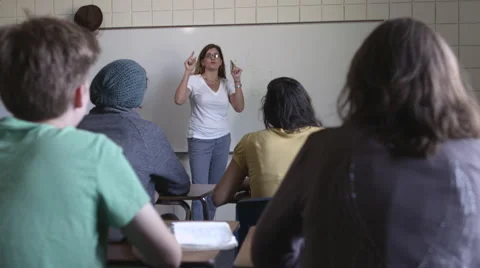 Enthusiastic teacher gets the right answer 4K Stock Footage 41187235