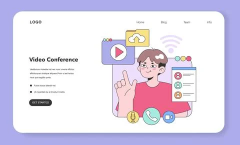Enthusiastic young man navigating the digital world. Flat vector illustration Stock Illustration