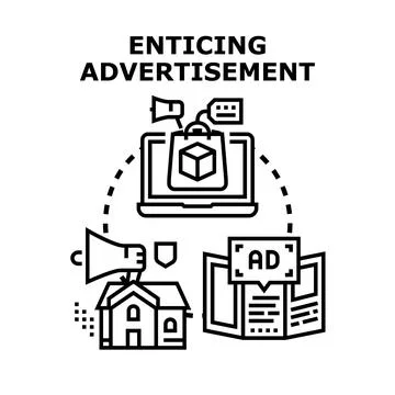 Enticing advertisement for engaging customer attention Stock Illustration