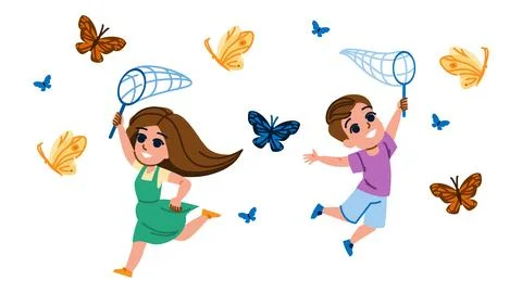 Entomology butterfly catch net vector Stock Illustration