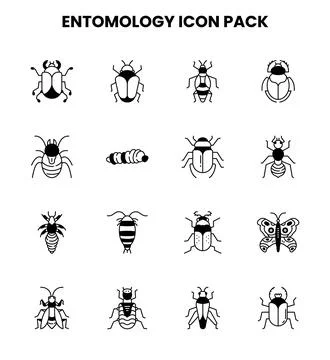 Entomology DuoTone Vector Icons Pack Stock Illustration