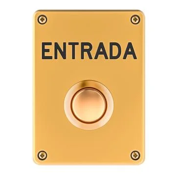 Entrada button on golden metal panel. 3D rendering Stock Illustration