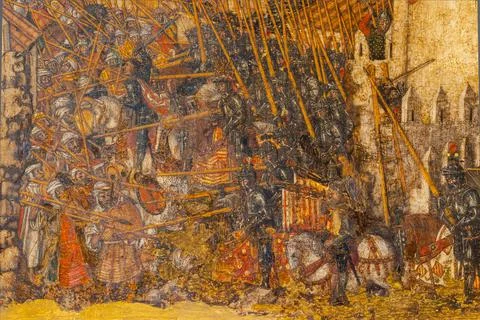 Entrada del ejercito cristiano en la ciudad de mallorca en 1229, aos 1468-147 Stock Photos