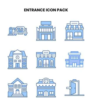 Entrance Blue Vector Icons Pack Illustration
