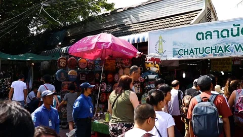 Entrance of the Chatuchak Market Thailand Stock Footage