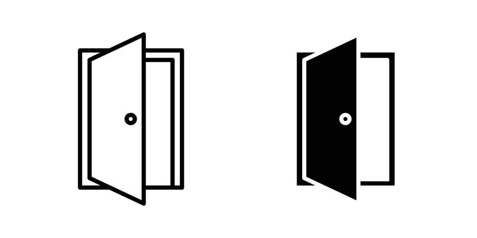 Entrance door icon solid, line, and editable vector set. Illustration