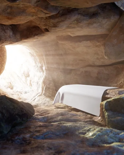Entrance of empty tomb, representing the resurrection of Jesus.  Stock Footage 330421438