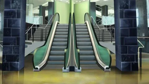 Entrance to the escalator Stock Illustration