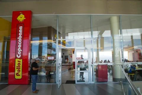 Entrance of the fast food restaurant Pollos Copacabana Stock Photos