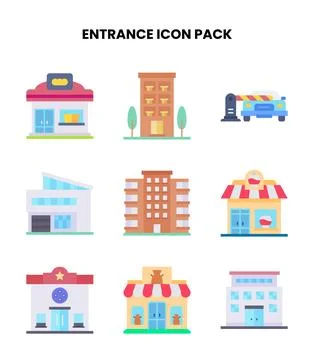 Entrance Flat Graphics Icons Pack Ilustración de archivo
