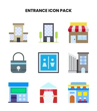 Entrance Flat Icons Pack Ilustración de archivo