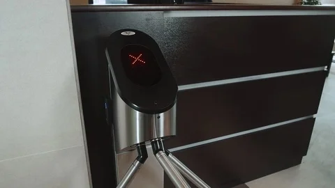 Entrance Gate Access Touch technology security system Office Building with Stock Footage 73746677