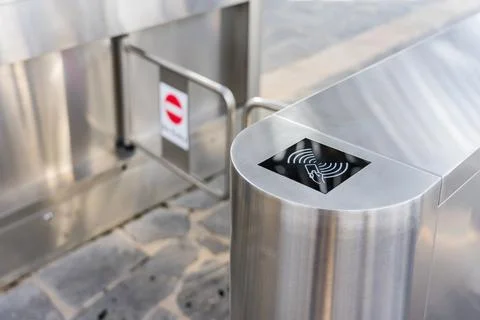 Entrance gate card Access Security system in building Stock Photos