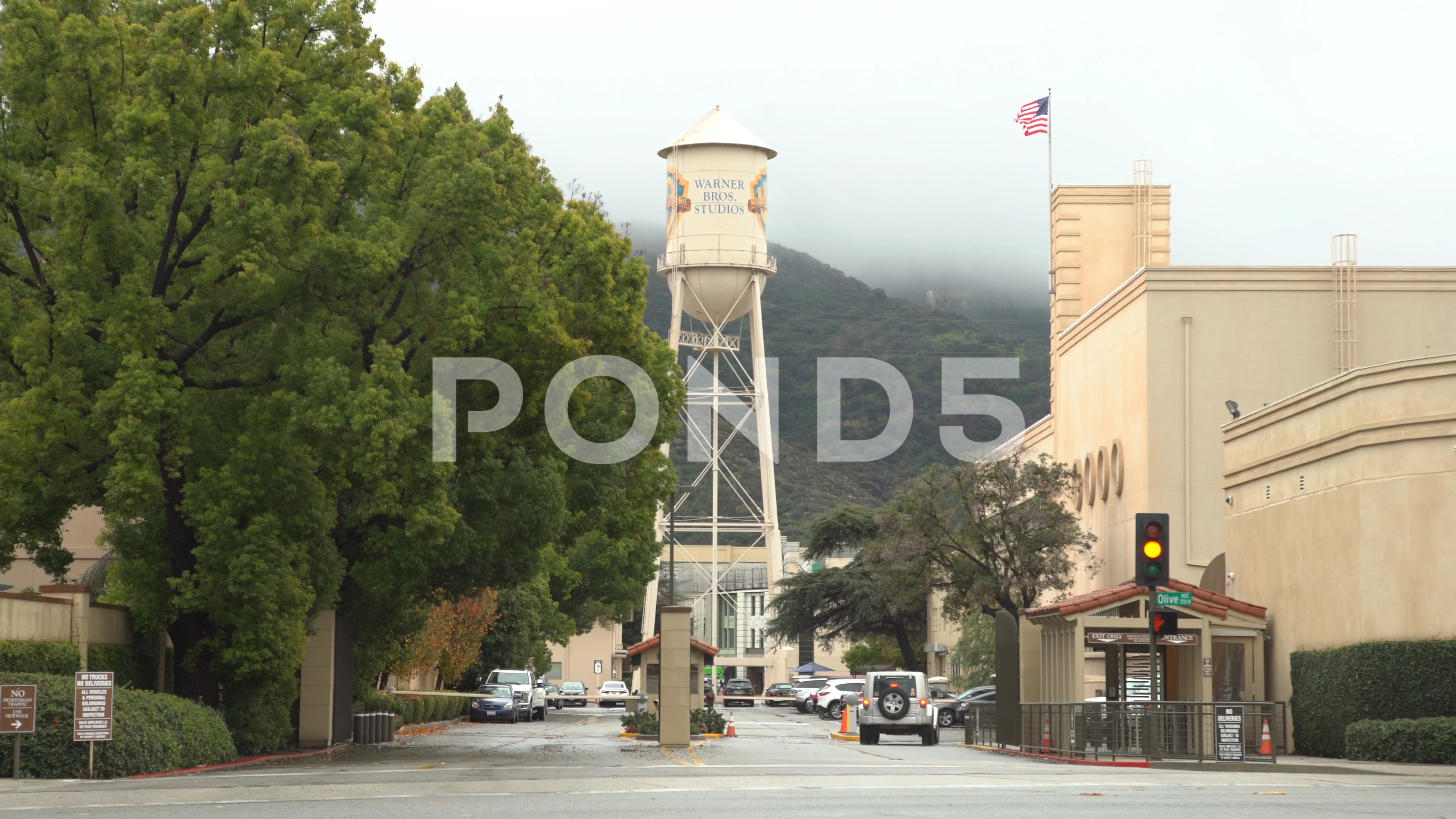 Entrance gate to Warner Bros. Studios in... | Stock Video | Pond5