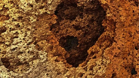 The entrance to the Golden fractal 3D cave HD Stock Footage