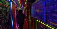 Entrance Hall To Robot Restaurant Futuristic Robotic Laser Light Cabaret Show Stock Footage