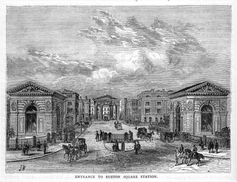 Entrance to old Euston Station Stock Illustration