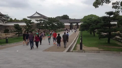 Entrance to Osaka Castle Stock Footage