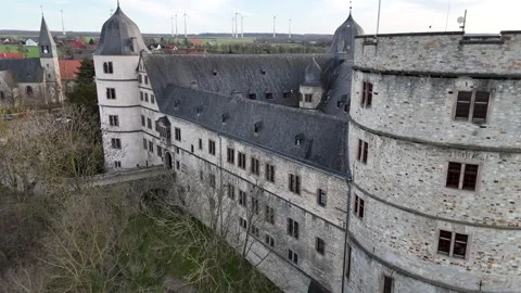 Entrance side facade with subtle lateral drone movement Stock Footage 331209230