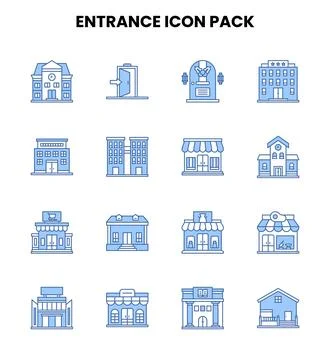 Entrance Two Colour Bundle Icons Pack Ilustración de archivo