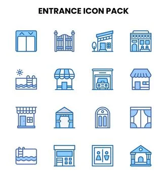 Entrance Two Colour Bundle Icons Pack Stock Illustration