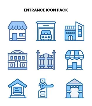 Entrance Two Colour Bundle Icons Pack Stock Illustration