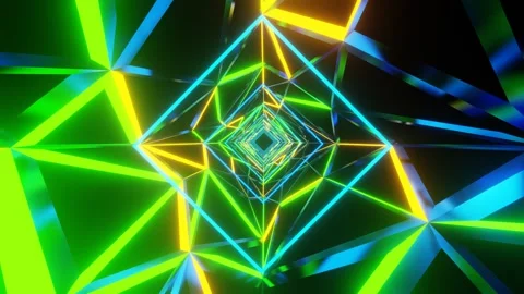 Entrancing display of vibrant green and yellow triangular patterns creating an Stock Footage 276749652