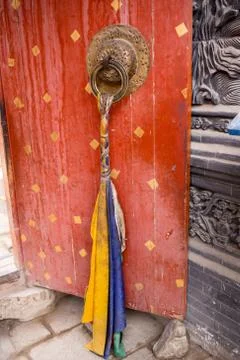 Entranse door in Buddhist tample Stock Photos
