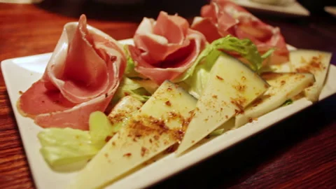 Entrant of Cheese, Ham and Lettuce Stock Footage 146886850