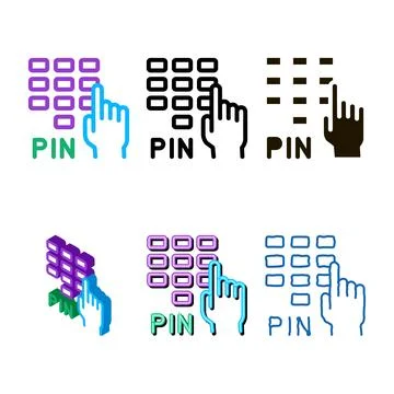Entre pin code icon variety vector outline Stock-Illustration