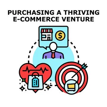 Entrepreneur analyzing e commerce purchasing and business goals Stock Illustration