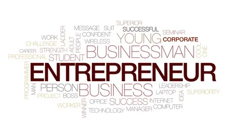 Entrepreneur animated word cloud, text design animation. Kinetic typography. Stock Footage 77654879