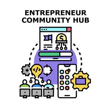 Entrepreneur community hub developing startup business ideas Illustrazione stock