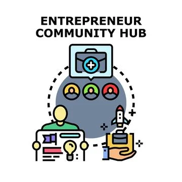 Entrepreneur community hub developing startup business ideas 库存插图