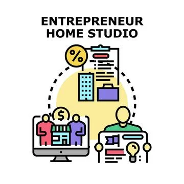 Entrepreneur developing business from home studio concept Stock Illustration