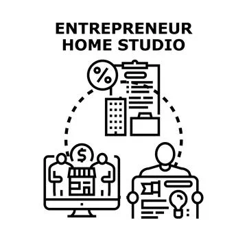 Entrepreneur developing business from home studio concept Stock Illustration