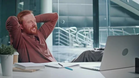 Entrepreneur in Doubt. Man Stares at Computer Deep in Thought at Office Stock Footage 311545559