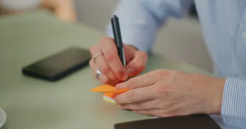 Entrepreneur Notes on Sticky Notes Stock Footage 276361695