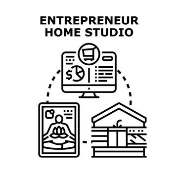 Entrepreneur remote working from home studio concept Stock-Illustration