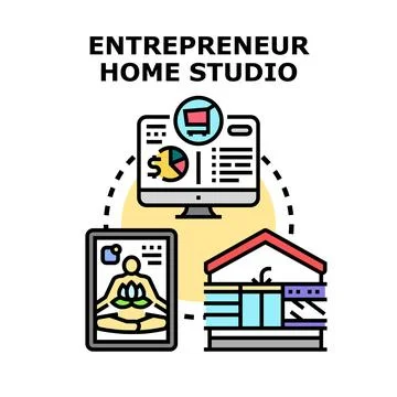 Entrepreneur remote working from home studio concept Stock-Illustration