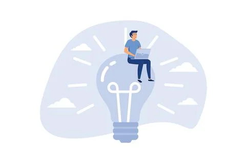 Entrepreneur solution, creative idea to solve work problem, success discover  Illustrazione stock