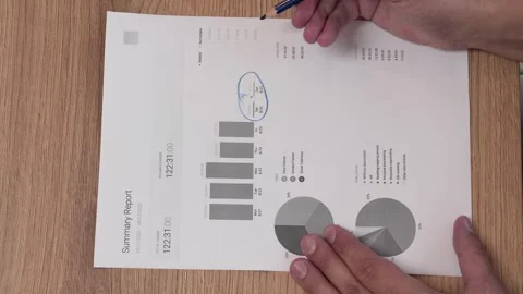 The entrepreneur studies the indicators on the graphs and diagrams. Stock Footage 251723062