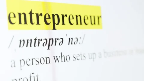 Entrepreneur Text Macro Shot Highlighted in Yellow Color On Computer Screen Stock Footage 123224273