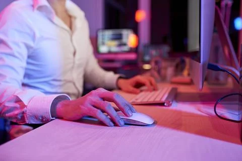 Entrepreneur Using Computer Mouse Stock Photos