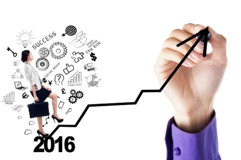 Entrepreneur walking on the stair with scribble Stock Photos