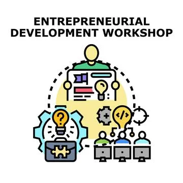 Entrepreneurial development workshop teaching business innovation teamwork Illustrazione stock
